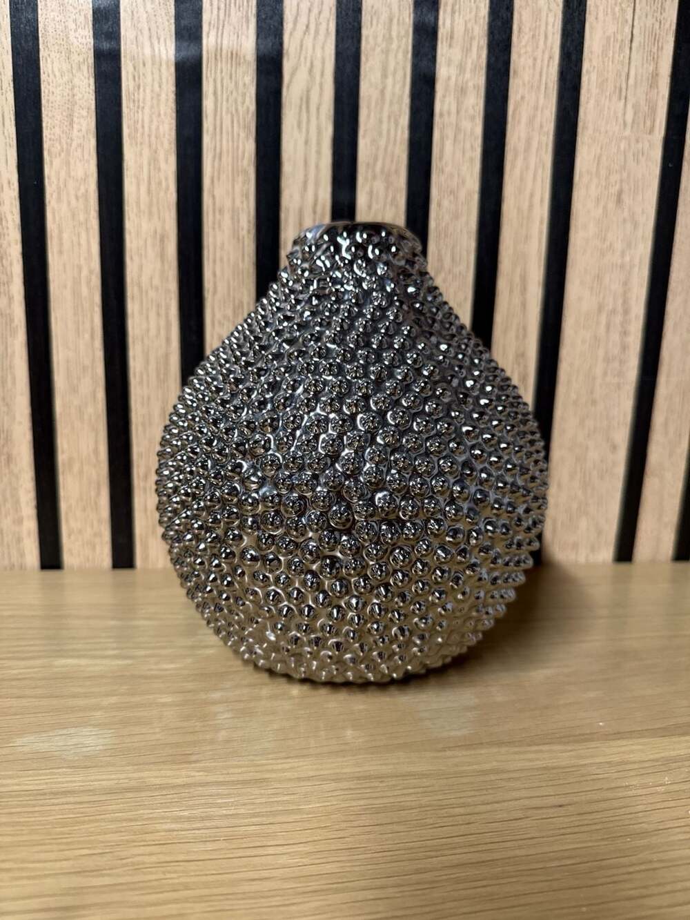 Ec Silver Spiked Ceramic Vase 10" 10"H